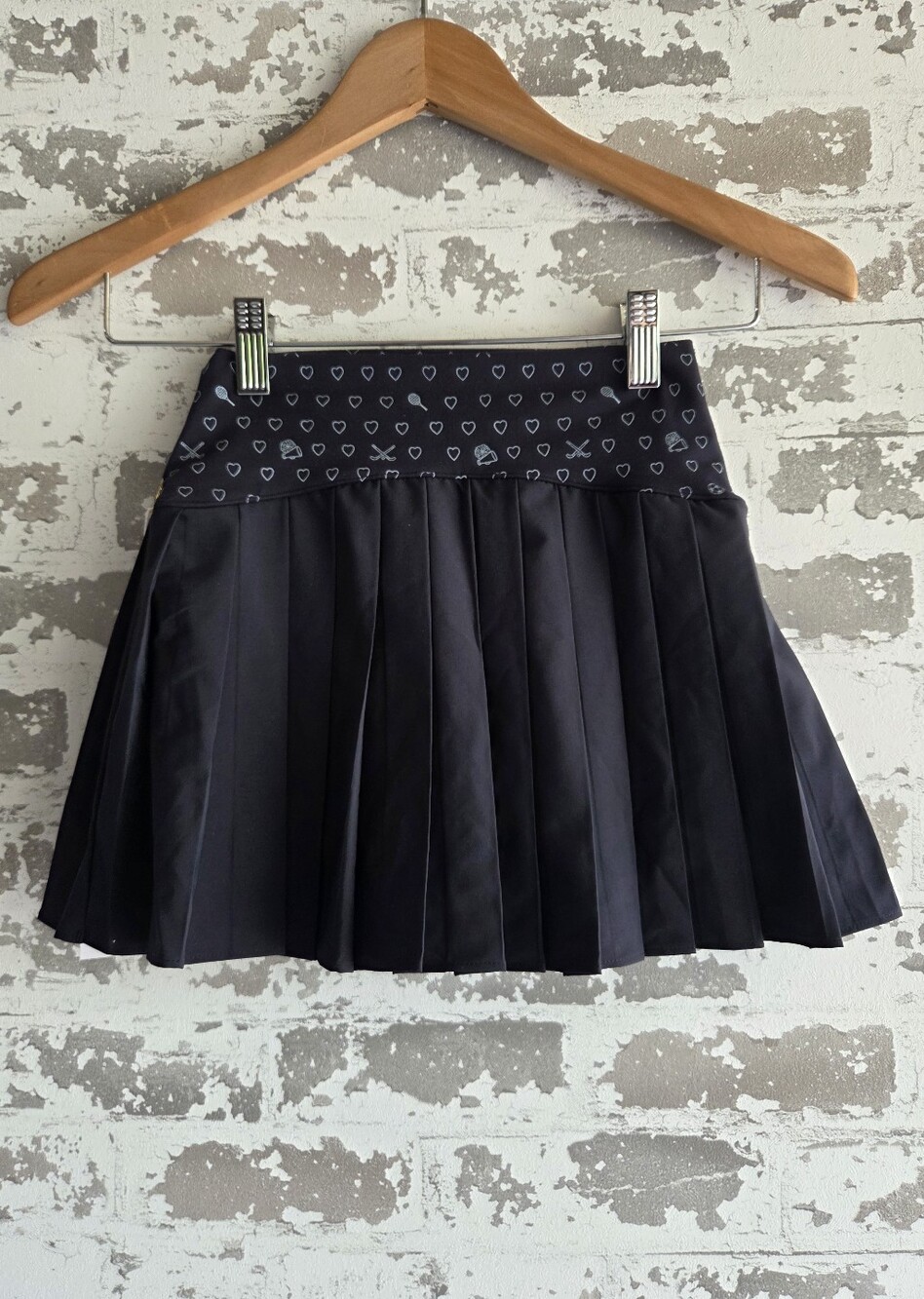 NWT Roller Rabbit Sporty Hearts Sabine Tennis Skirt Black XXS